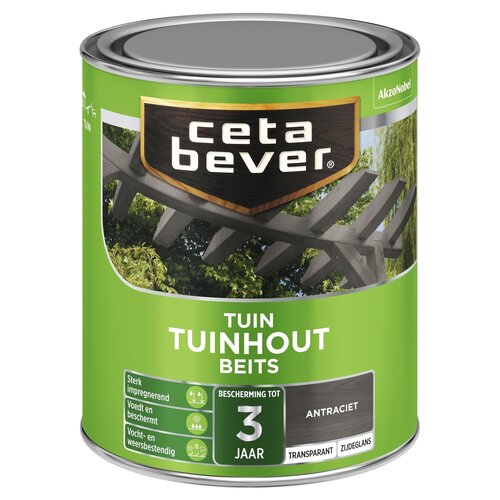 Cetabever Tuinhout Beits Transparant Zijdeglans - Antraciet Cetabever Tuinhout Beits Transparant Zijdeglans - Antraciet