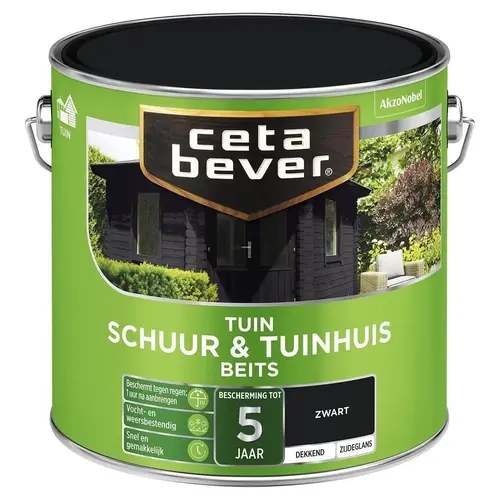Cetabever Schuur en Tuinhuis Beits Dekkend Zijdeglans - Zwart