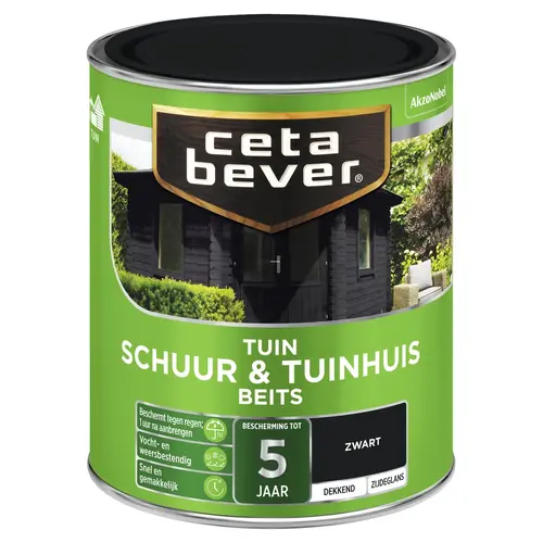 Cetabever Schuur en Tuinhuis Beits Dekkend Zijdeglans - Zwart