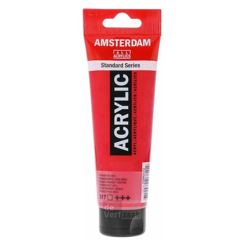 Royal Talens Amsterdam Acrylverf 120 ml - Transparantrood Middel 317 Royal Talens Amsterdam Acrylverf 120 ml - Transparantrood Middel 317