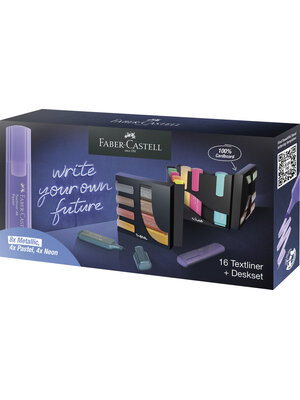 Markeerstiften - Deskset 16 stuks - 4 neon, 4 pastel, 8 metallic