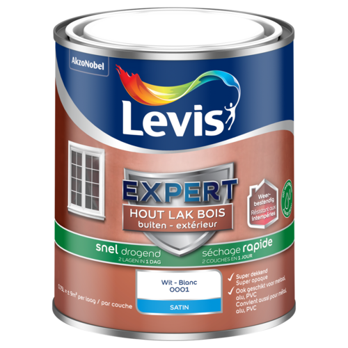 Levis Expert Houtlak Buiten Sneldrogend Satin - Wit Levis Expert Houtlak Buiten Sneldrogend Satin - Wit