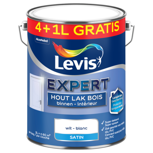 Levis Expert Hout Lak Binnen Satin - Wit Levis Expert Hout Lak Binnen Satin - Wit