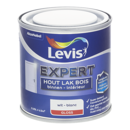 Levis Expert Houtlak Binnen High Gloss - Wit Levis Expert Houtlak Binnen High Gloss - Wit