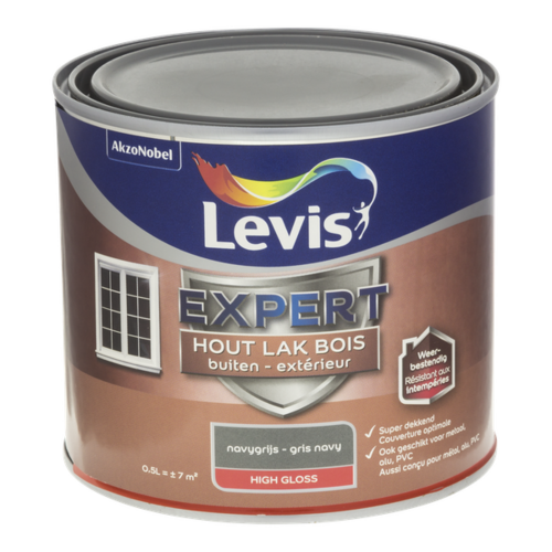 Levis Expert Houtlak Buiten High Gloss - Navygrijs Levis Expert Houtlak Buiten High Gloss - Navygrijs