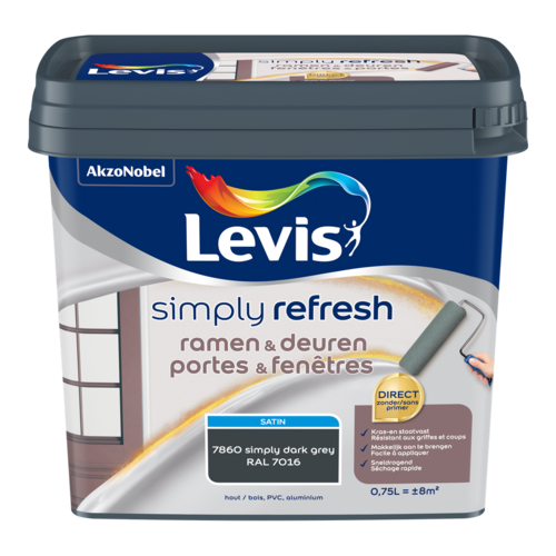 Levis Simply Refresh Ramen & Deuren Satin - Dark Grey Levis Simply Refresh Ramen & Deuren Satin - Dark Grey