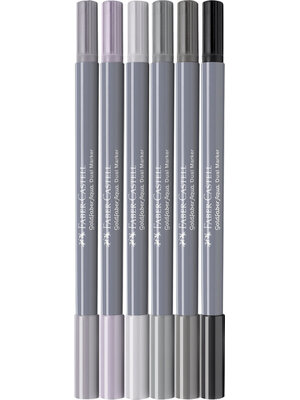 Duo aquarelmarker Goldfaber - etui 6 stuks Shades of grey Duo aquarelmarker Goldfaber - etui 6 stuks Shades of grey