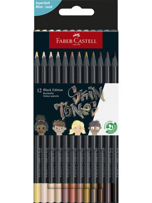 Kleurpotlood Black Edition - 12 stuks huidskleurtinten