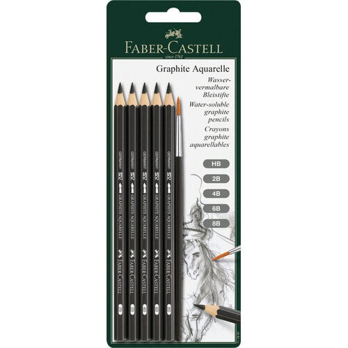 Aquarelpotlood Graphite - blister 5 stuks + penseel