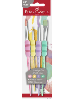 Penselenset soft touch - 4 stuks - pastel kleuren