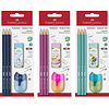 Grafietpotloden 1111 HB - set 3 stuks + 2 accessoires