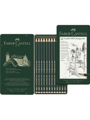 Grafietpotloden 9000 - set 12 stuks in blik - design