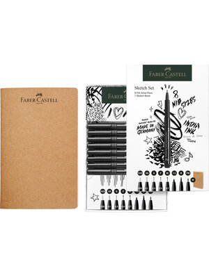 Tekenset - set 8 Pitt Artist Pens + Schetsboek Tekenset - set 8 Pitt Artist Pens + Schetsboek