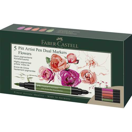 Tekenstift Pitt Artist duo marker Flowers - etui 5 stuks
