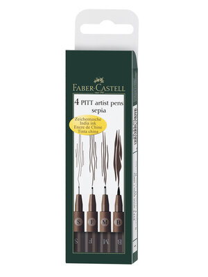 Pitt Artist Pen - set 4 stuks - sepia Pitt Artist Pen - set 4 stuks - sepia