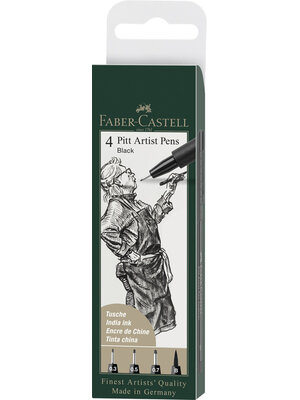 Pitt Artist Pen - set 4 stuks - zwart (03 05 07 B) Pitt Artist Pen - set 4 stuks - zwart (03 05 07 B)