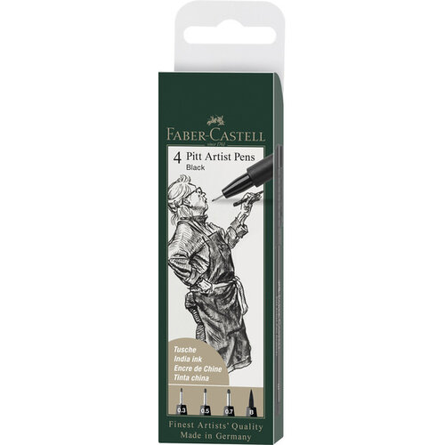 Tekenstift Pitt Artist Pen - 4-delig etui-  zwart