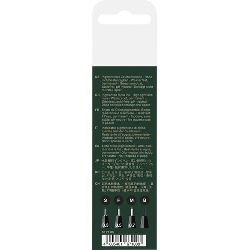 Tekenstift Pitt Artist Pen - 4-delig etui-  zwart