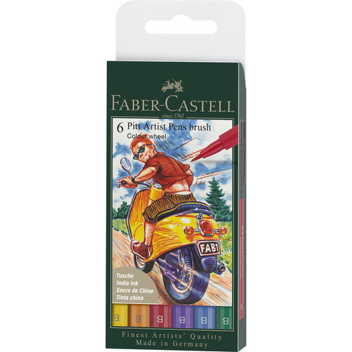 Tekenstift Pitt Artist Pen Brush - etui 6 stuks - Colour