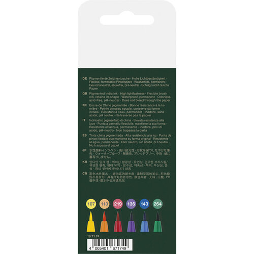 Tekenstift Pitt Artist Pen Brush - etui 6 stuks - Colour