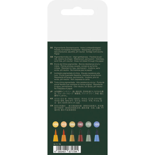 Tekenstift Pitt Artist Pen Brush - etui 6 stuks - Harvest