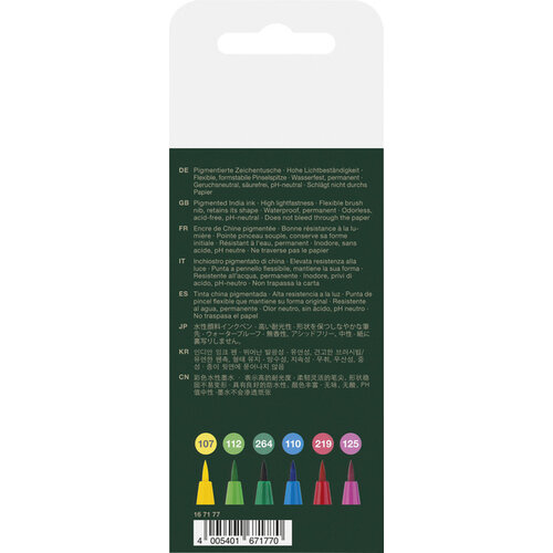 Tekenstift Pitt Artist Pen Brush - etui 6 stuks - Springtime