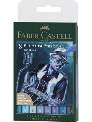 Tekenstift Pitt Artist Pen Brush - etui 8 stuks - Blues
