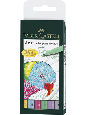 Tekenstift Pitt Artist Pen Brush - etui 6 stuks - pastel