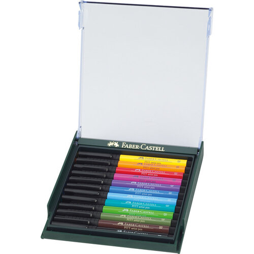 Tekenstift Pitt Artist Pen Brush - set 12 stuks - Basic