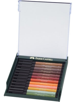 Tekenstift Pitt Artist Pen Brush - set 12 stuks - Earth Tones