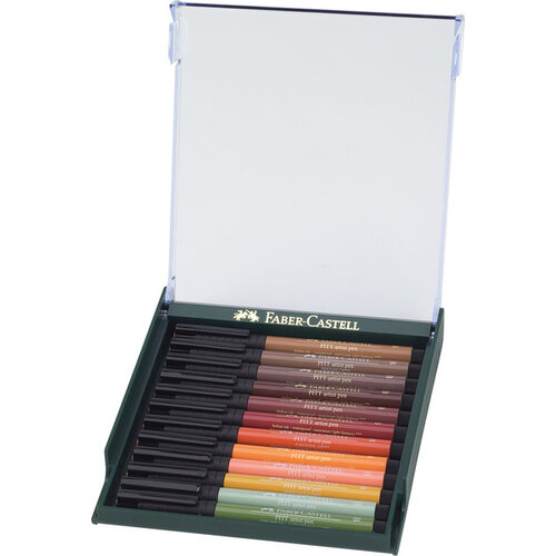 Tekenstift Pitt Artist Pen Brush - set 12 stuks - Earth Tones