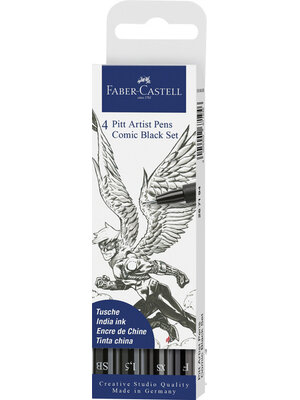 Tekenstift Pitt Artist Pen Comic - 4-delige etui zwart Tekenstift Pitt Artist Pen Comic - 4-delige etui zwart
