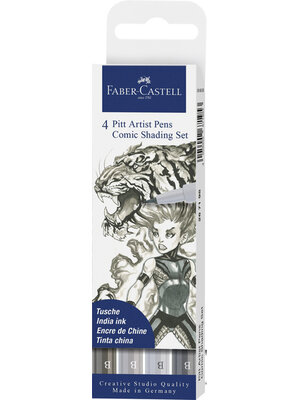 Pitt Artist Pen Comic Shading - set 4 stuks Pitt Artist Pen Comic Shading - set 4 stuks