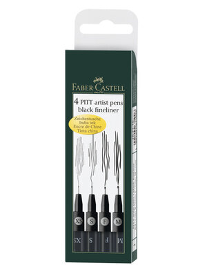 Pitt Artist Pen - set 4 stuks - zwart (M F S XS) Pitt Artist Pen - set 4 stuks - zwart (M F S XS)