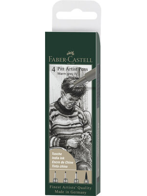 Tekenstift Pitt Artist Pen - etui 4 stuks - warm grijs
