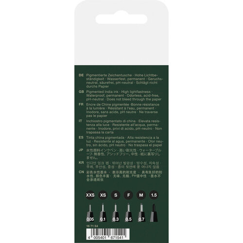 Tekenstift Pitt Artist Pen - etui 6 stuks - 199 zwart