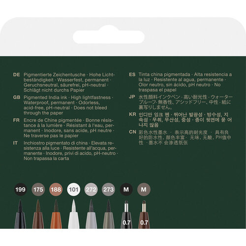 Tekenstift Pitt Artist Pen - etui 8 stuks - Classic