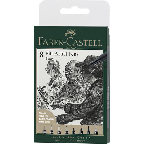 Tekenstift Pitt Artist Pen - etui 8 stuks - 199 zwart Tekenstift Pitt Artist Pen - etui 8 stuks - 199 zwart