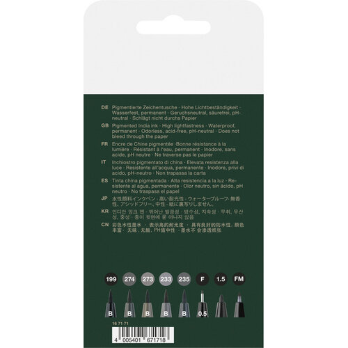 Tekenstift Pitt Artist Pen - etui 8 stuks - zwart en grijs