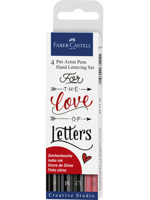 Tekenstift Pitt Artist Pen - handlettering 4-delig etui zwart