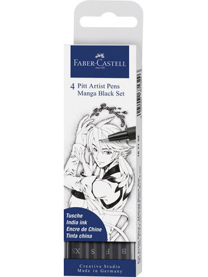 Pitt Artist Pen Manga - set 4 stuks - Black Pitt Artist Pen Manga - set 4 stuks - Black