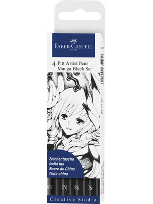 Pitt Artist Pen Manga - set 4 stuks - zwart Pitt Artist Pen Manga - set 4 stuks - zwart