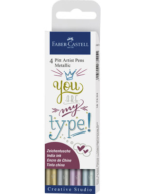 Tekenstift Pitt Artist Pen - 4-delig etui - Metallic