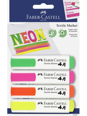 Textielmarker Neon - set 4 stuks