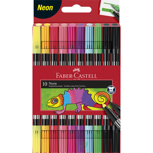 Viltstiften Duo - neon kleuren in etui a 10 stuks