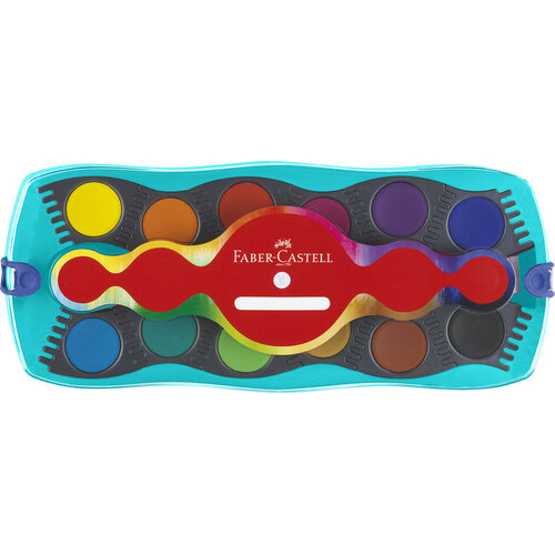 Waterverfdoos 12 kleuren + 1 tube wit Connector turquoise