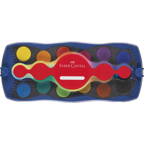 Waterverfdoos 24 kleuren + 1 tube wit Connector Blauw