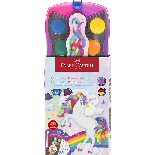 Waterverfdoos Connector Unicorn 12 kleuren + 1 tube wit