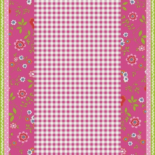 Noordwand Bluuming Affairs Behang vichyruit met bloemenrand - 44590