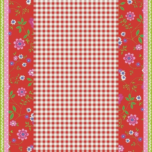 Noordwand Bluuming Affairs Behang vichyruit met bloemenrand - 44591